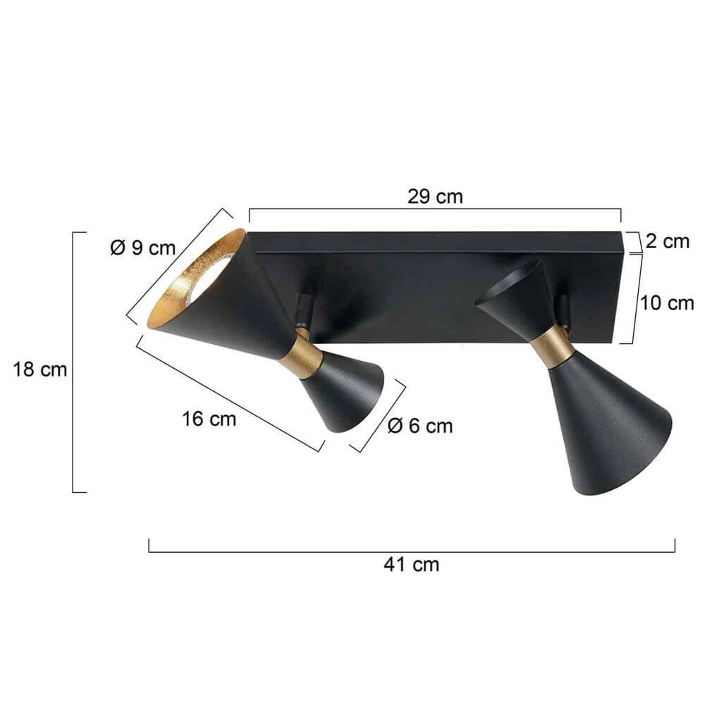 Design plafondlamp Preto zwart met goud dubbel Steinhauer 8712746176292