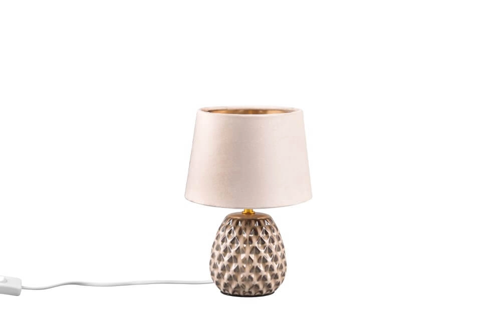 Bruine tafellamp Ariana met taupe kap S