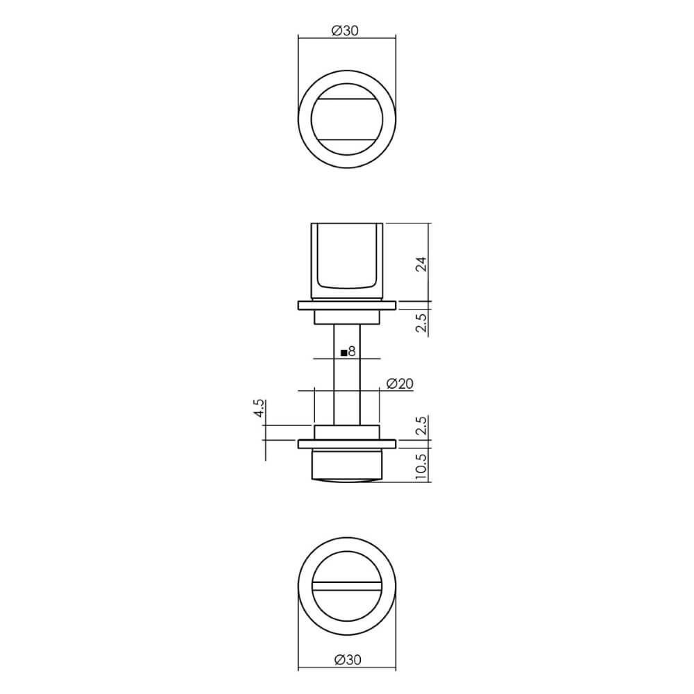WC-sluiting Tira klein rozet zwart rond Intersteel 8714186518816