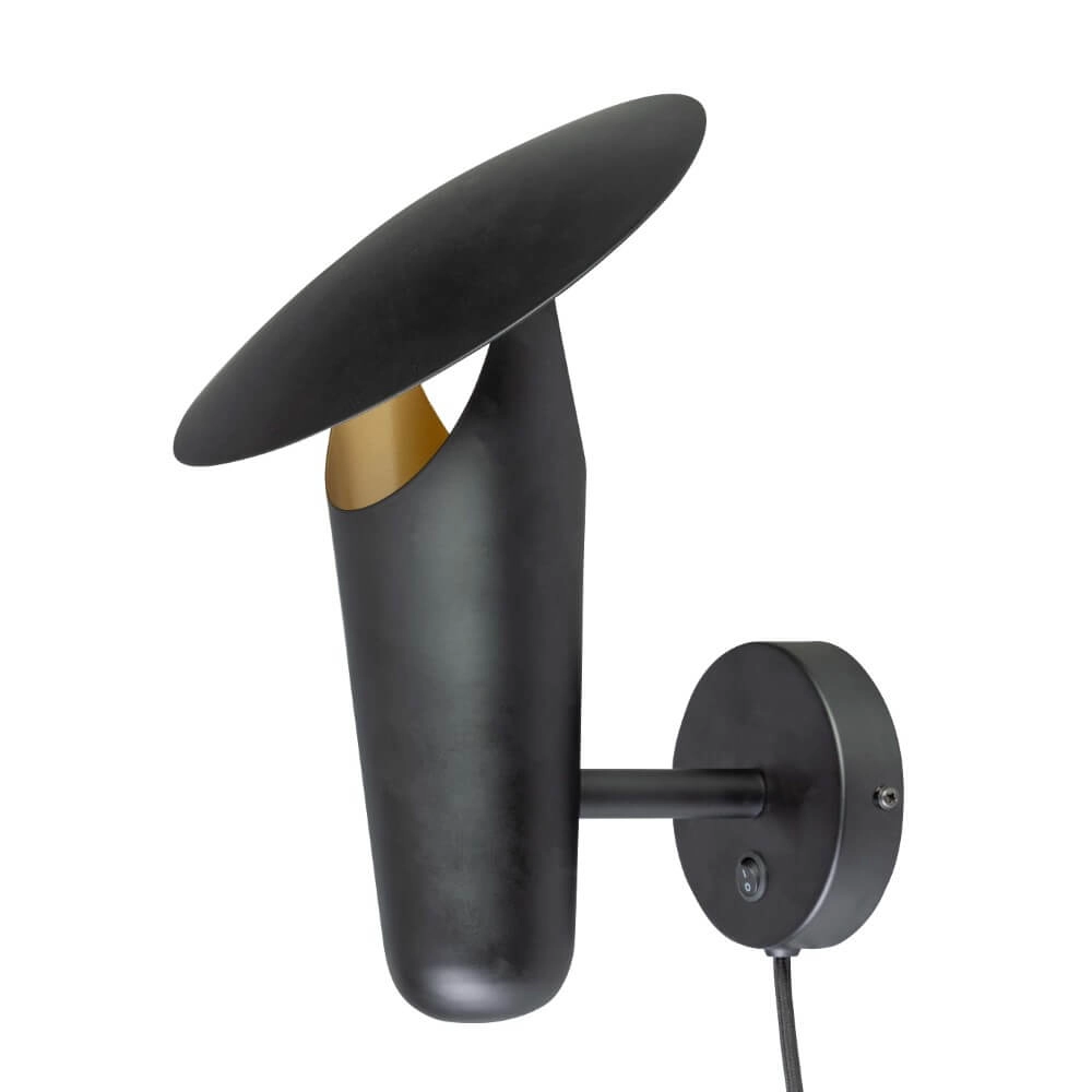 Moderne wandlamp The Britt zwart met goud