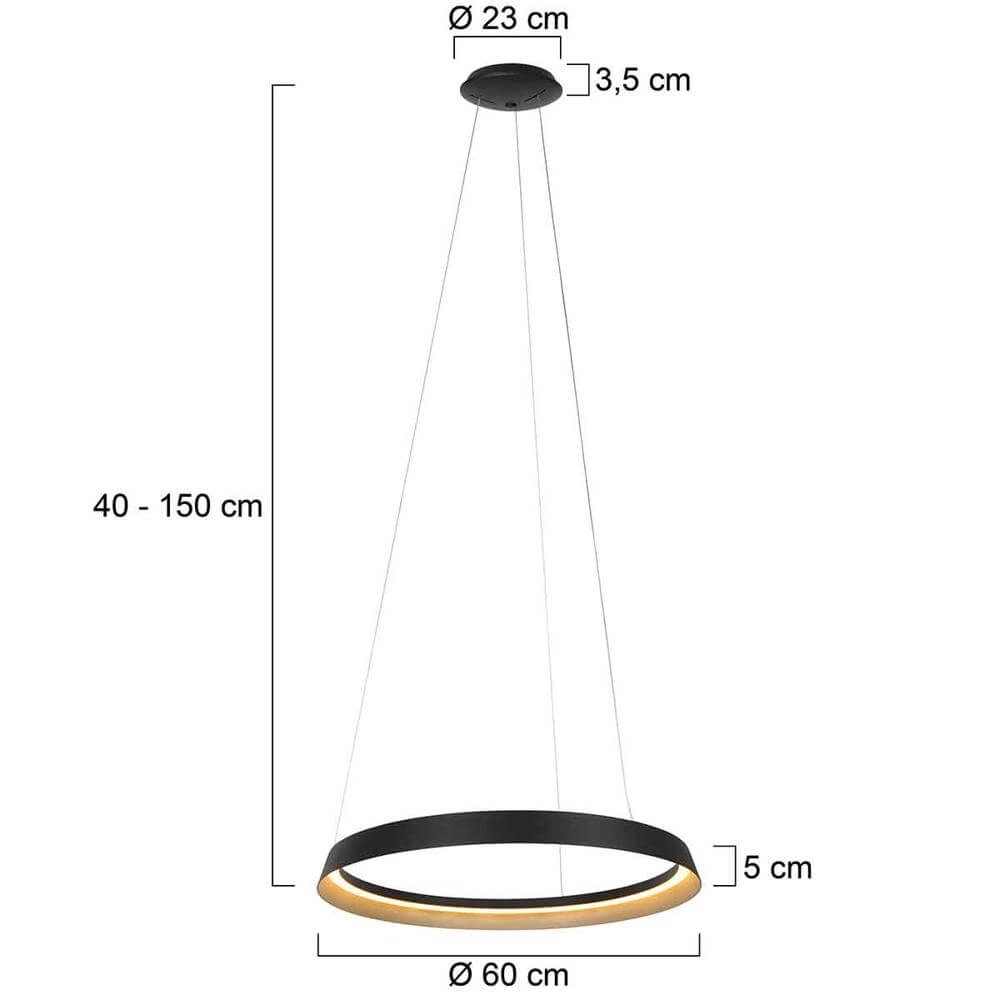Strakke hanglamp Ringlux zwart Ø 60cm Steinhauer 8712746171976
