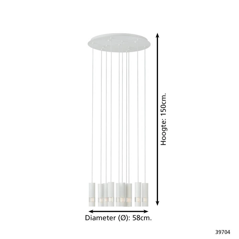 Witte ronde hanglamp Bernabeta 10-lichts Stars of Light 9002759397043