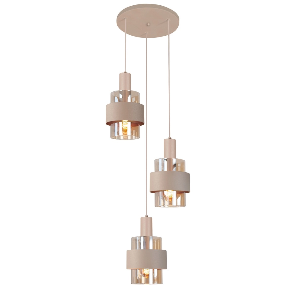 3-lichts hanglamp Marrone zand bruin