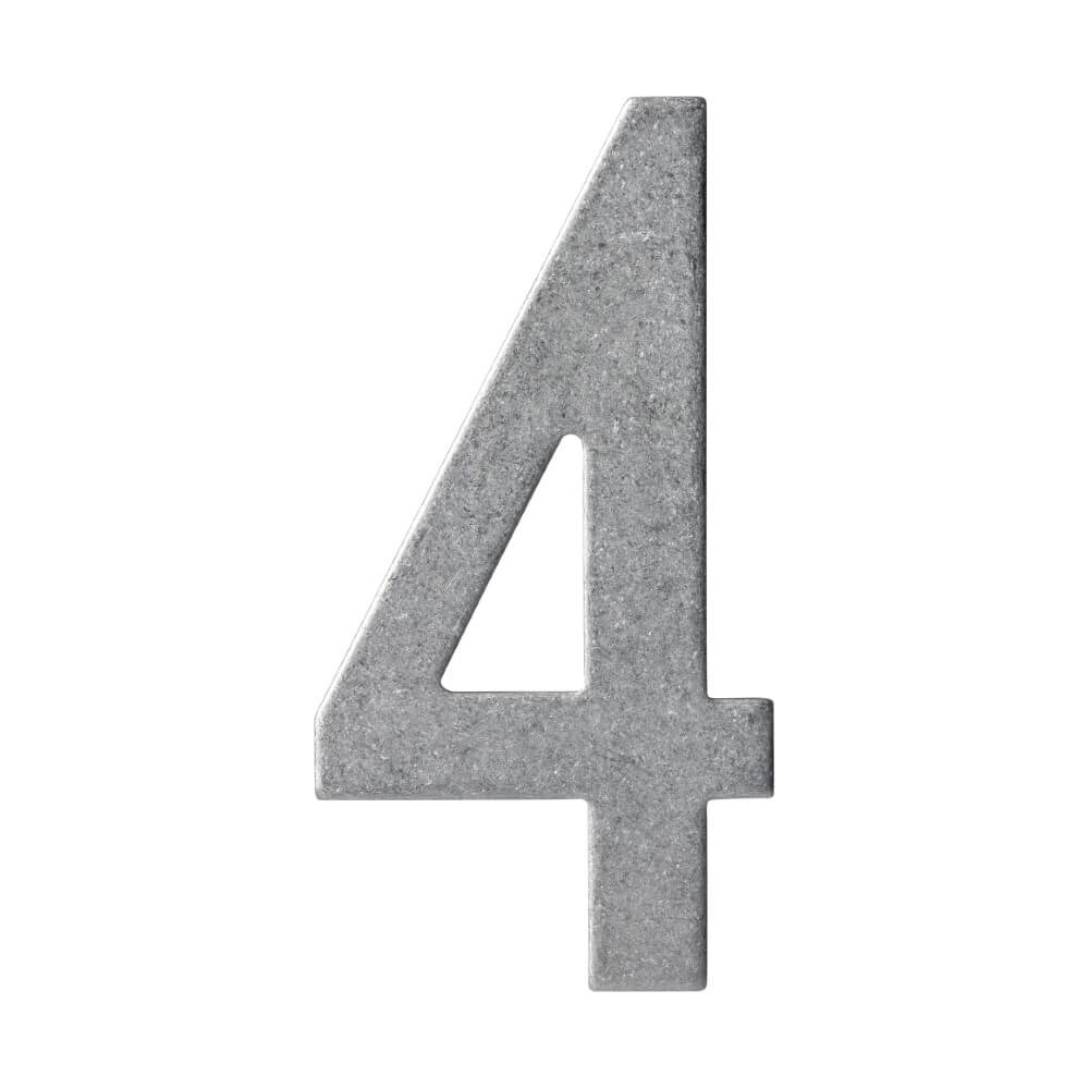 Huisnummer 4 Numbra 15cm RVS getrommeld