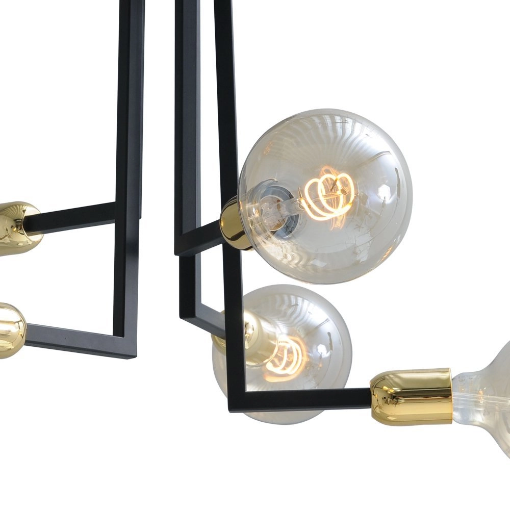 Zwarte plafondlamp Tube 5-lichts met gouden fittingen Masterlight 8718121188683