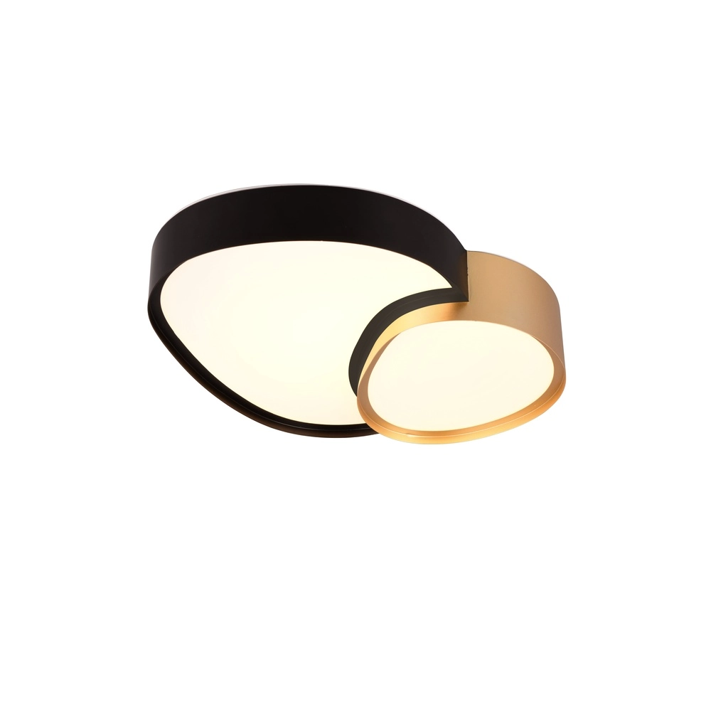 Organische plafonniere Rise 43,5cm zwart met goud
