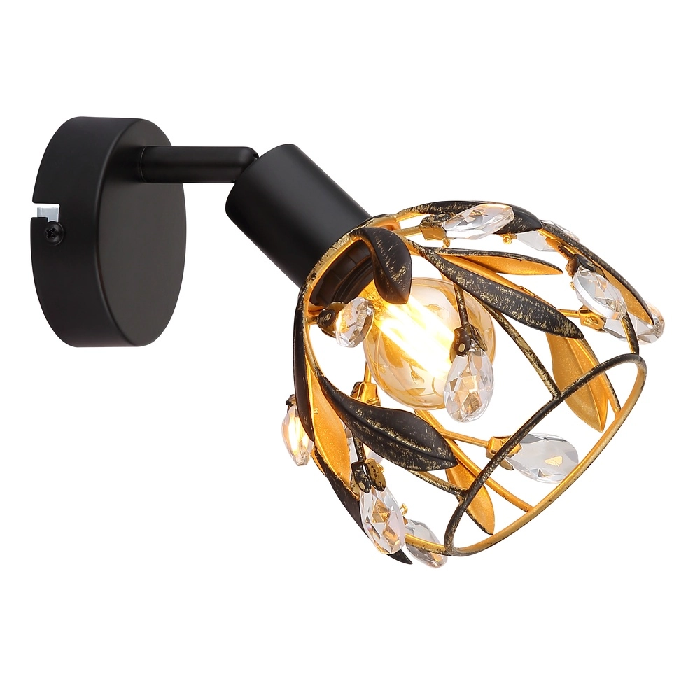Landelijke wandlamp Mika zwart