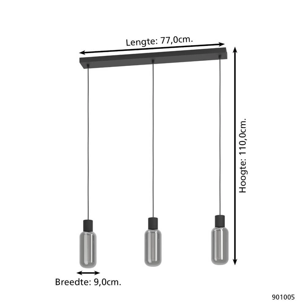 3-lichts hanglamp Majone zwart Eglo 9008606295296
