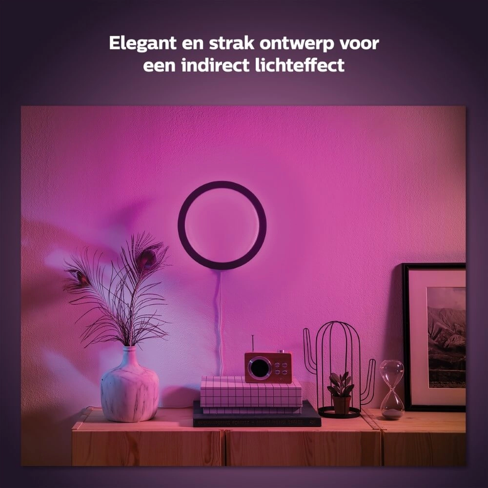 Wandlamp Cirle Hue Sana - White and Color zwart Philips 8719514343382