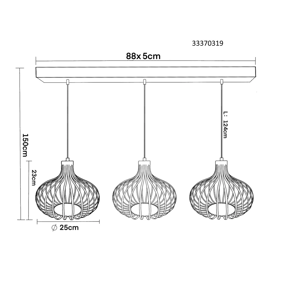 Design hanglamp Mateo 3-lichts crème Globo 9007371519880