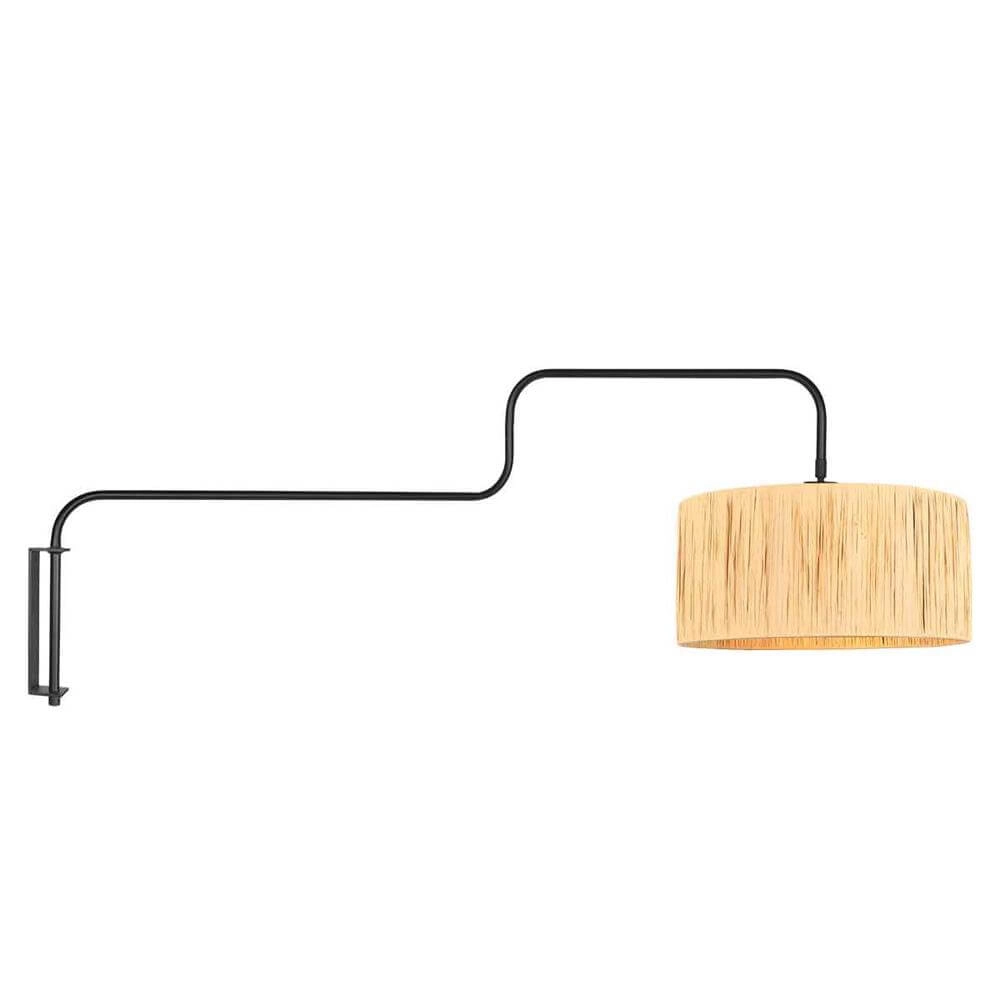 Wandlamp Bloeba zwart met strokleurige kap