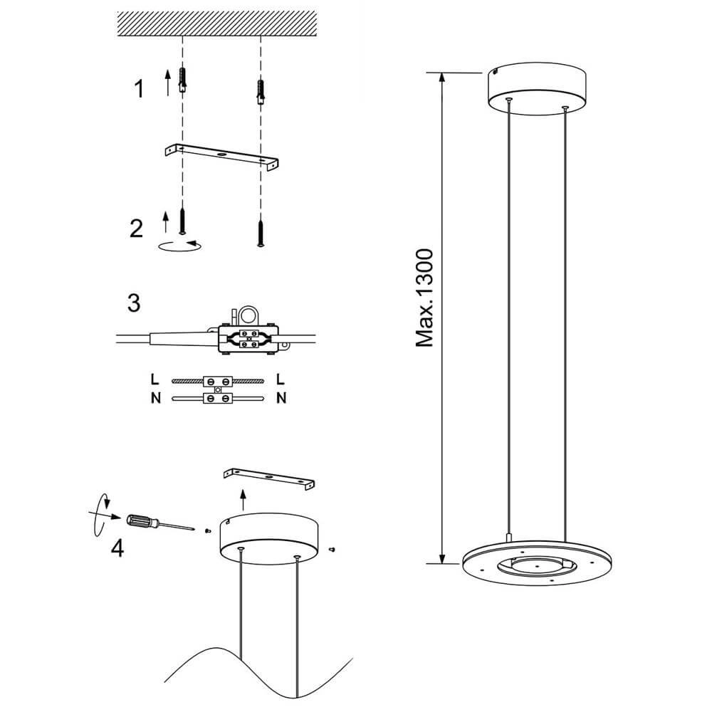 Strakke hanglamp Soleil Ø 32cm grijs Steinhauer 8712746176674