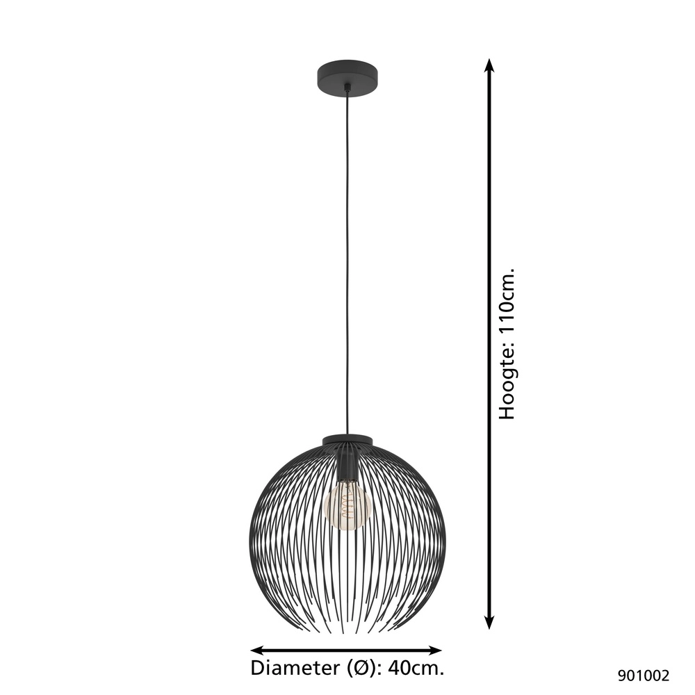 Zwarte draad hanglamp Venezuela Ø 40cm Eglo 9008606282258