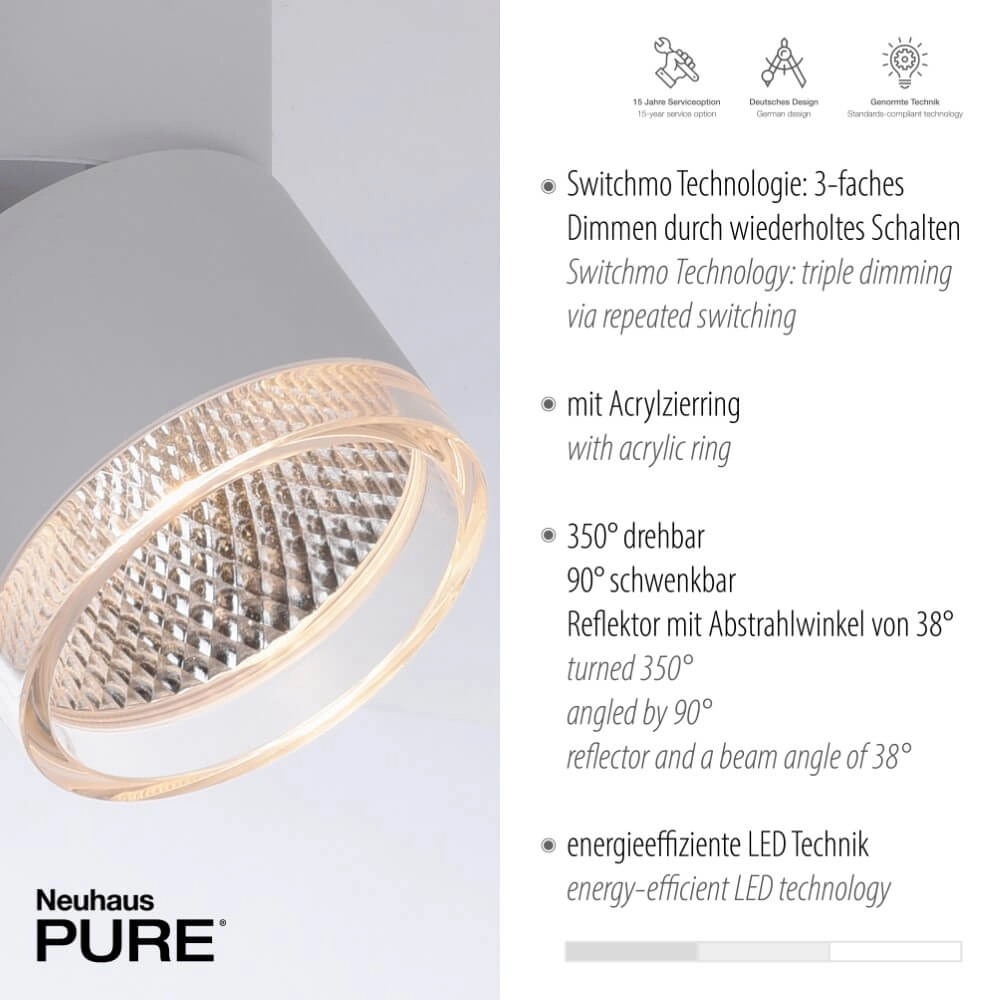 Witte plafondlamp Pure Nola 4-lichts Paul Neuhaus 4012248374559