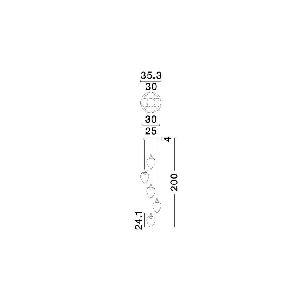 Hanglamp Nali 5-lichts amber glas Lyora 5212017477798