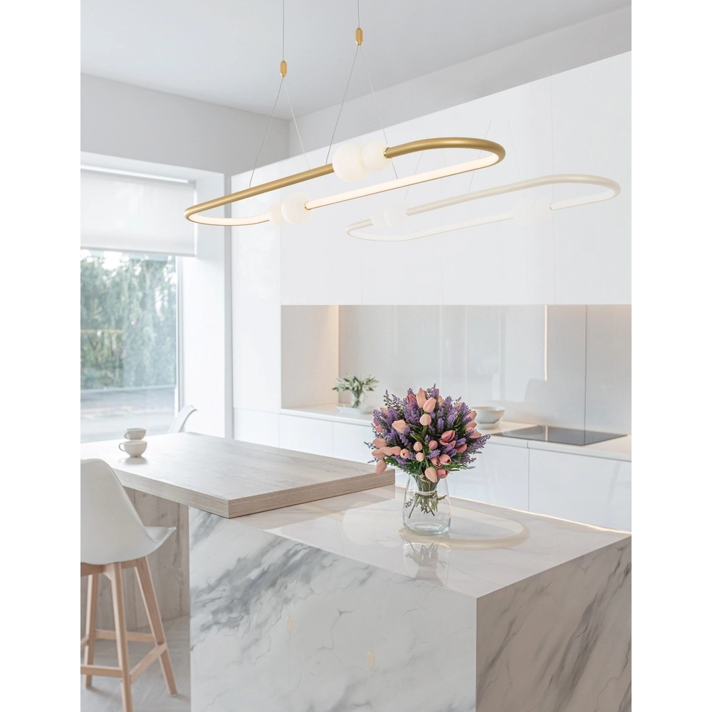Hanglamp Celia goud met wit ovaal Lyora 5212017429346