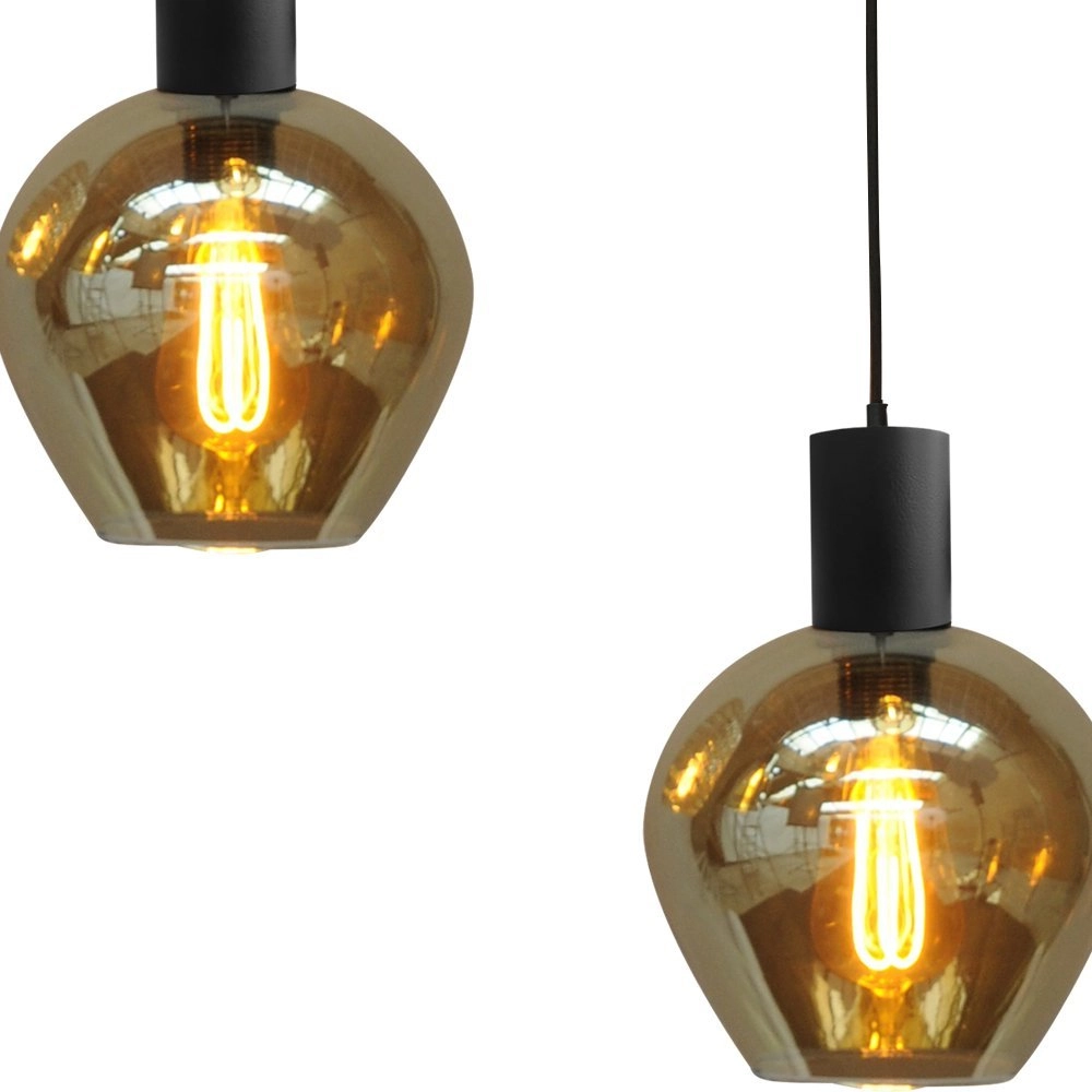 Zwarte hanglamp eetkamer Bounty 5-lichts rond glas Masterlight 8718121248479