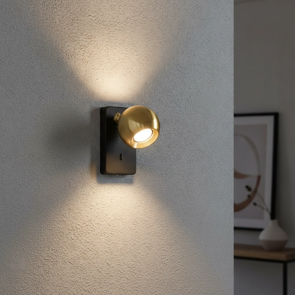 Wandlamp Bolero bol zwart met goud