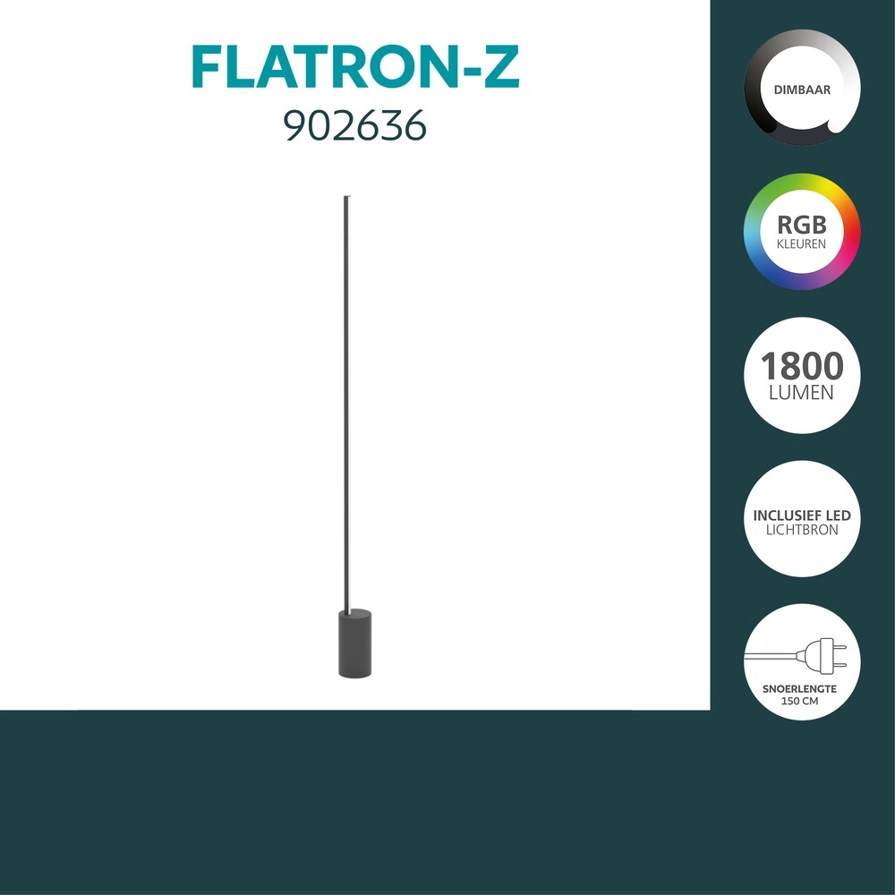 Smart vloerlamp Flatron-Z zwart Eglo 9008606390601