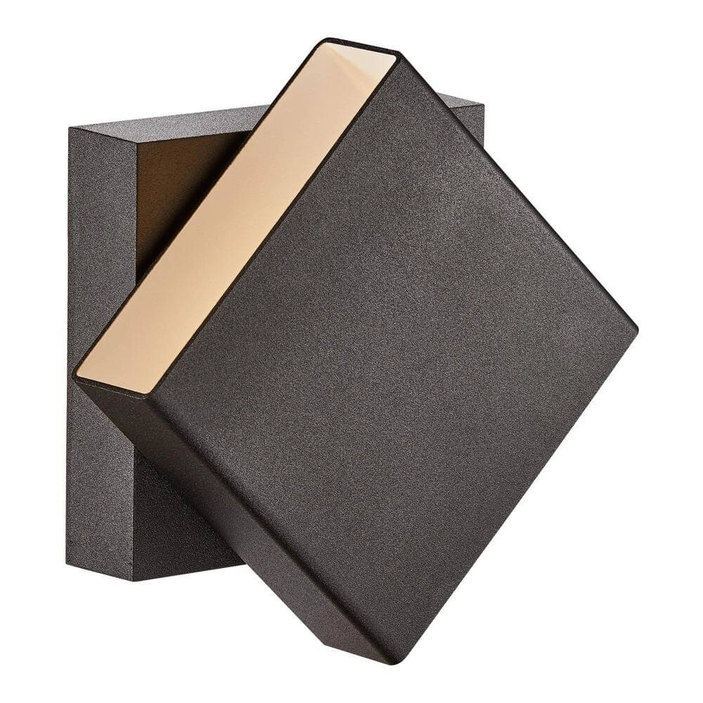 Vierkante wandlamp Turn zwart