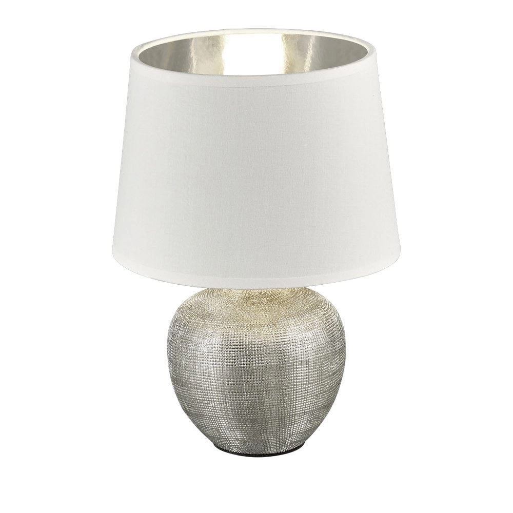 Tafellamp Luxor 26cm zilver met wit