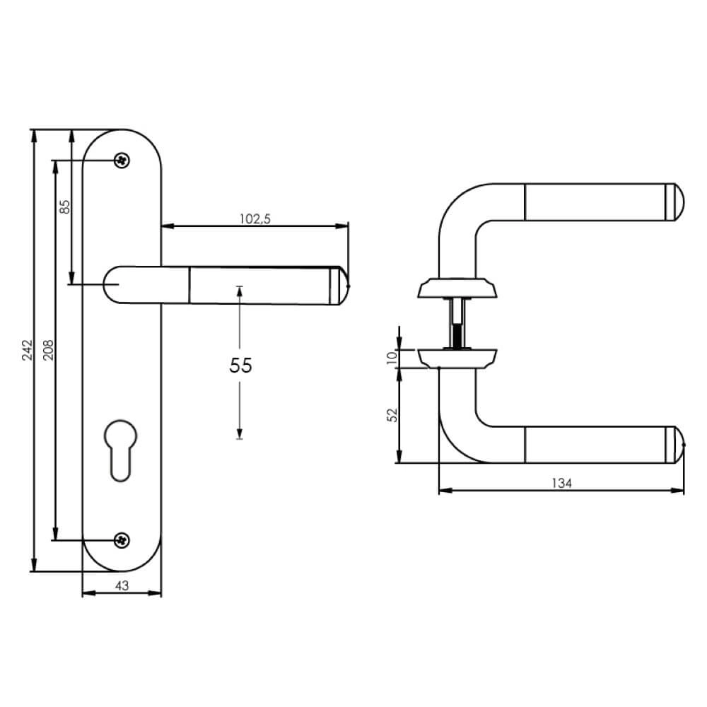 Klassieke deurklink Agatha PC 55mm chroom Intersteel 8714186185520