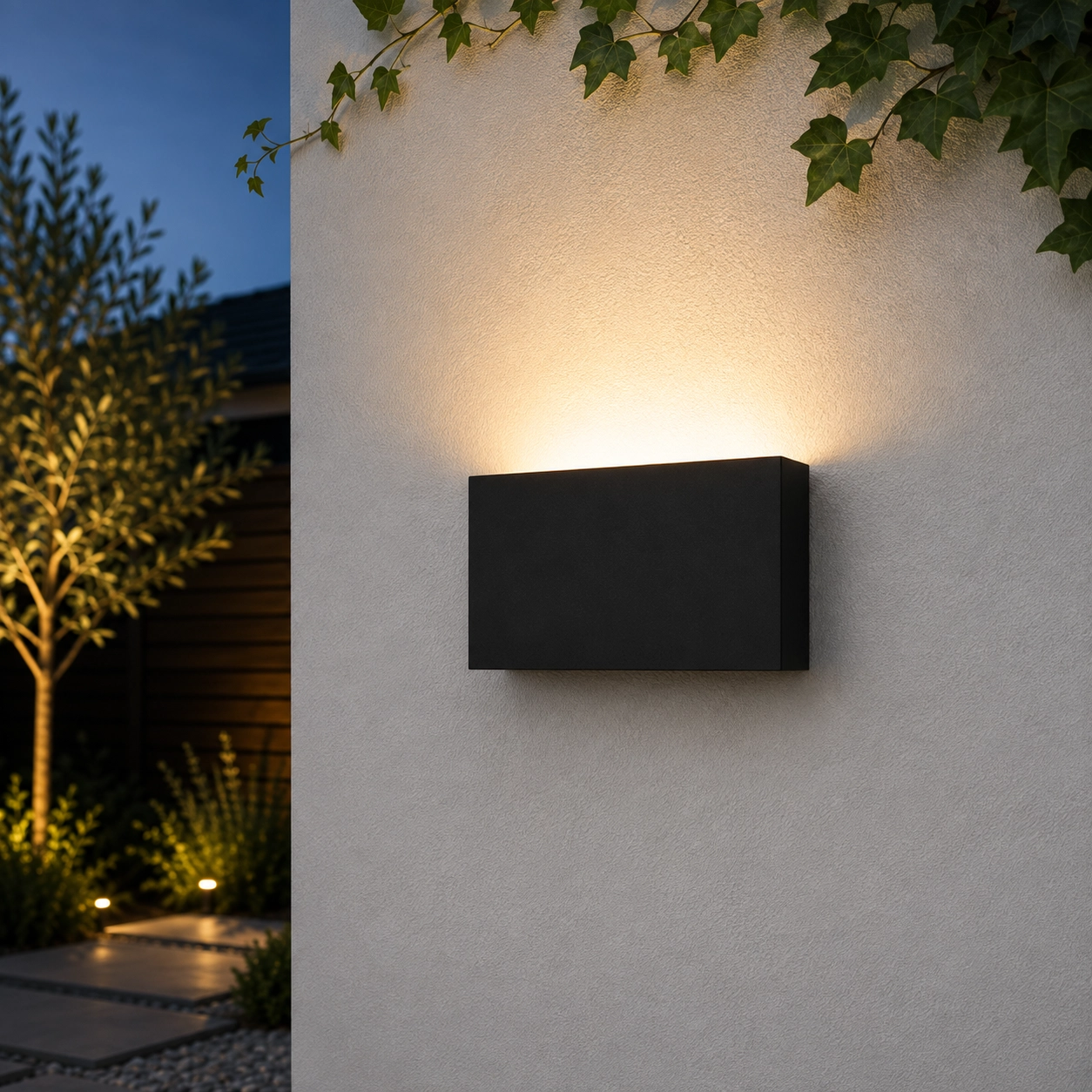 Strakke wandlamp Box zwart