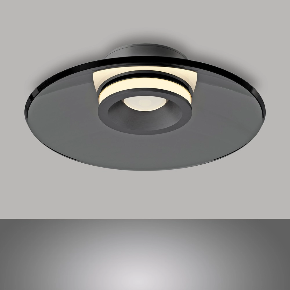 Plafondlamp Pure Moon Ø 32cm - platin met smoke glas Paul Neuhaus 4012248386330