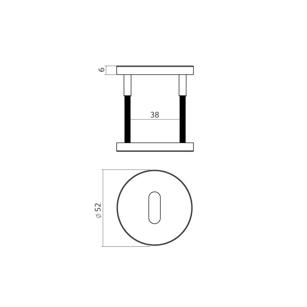 Set van 2 sleutelrozetten Tira rond messing mat Ø 52mm Intersteel 8714186695661