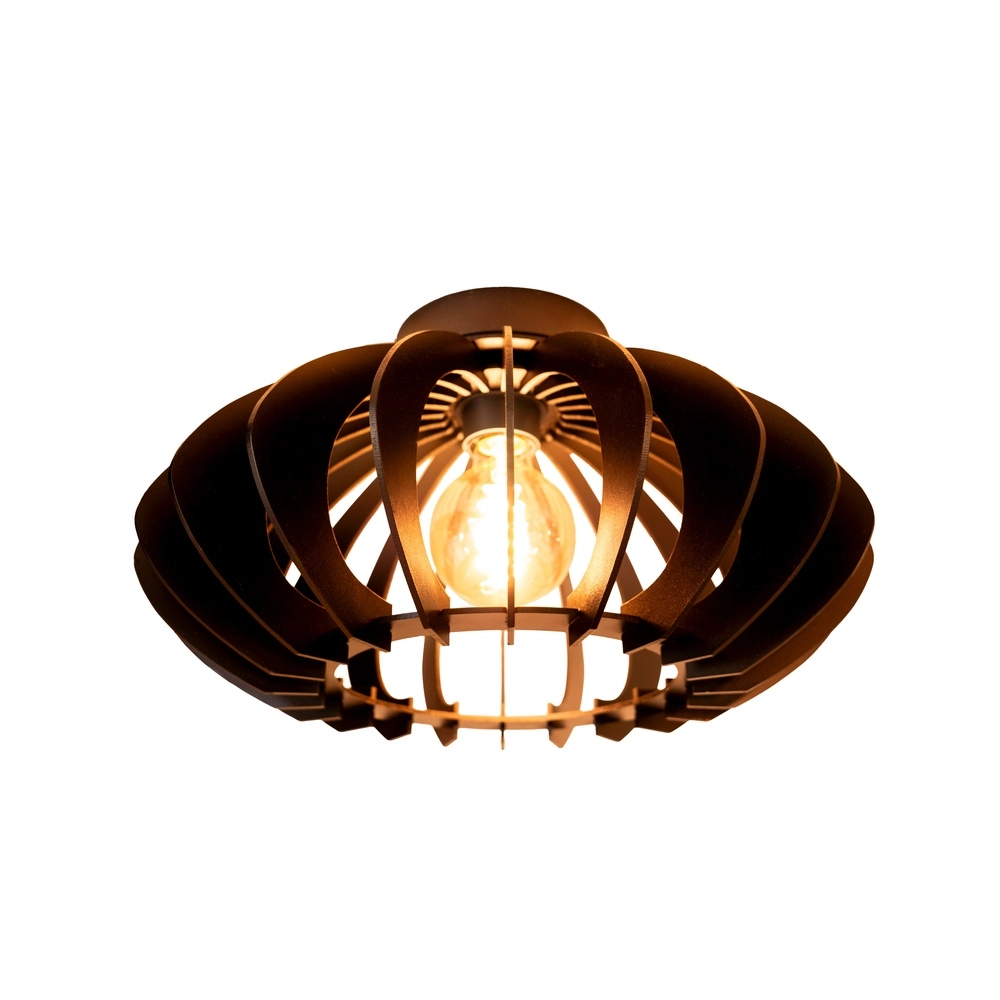 Houten plafondlamp Cossano 3 zwart - Ø 45cm