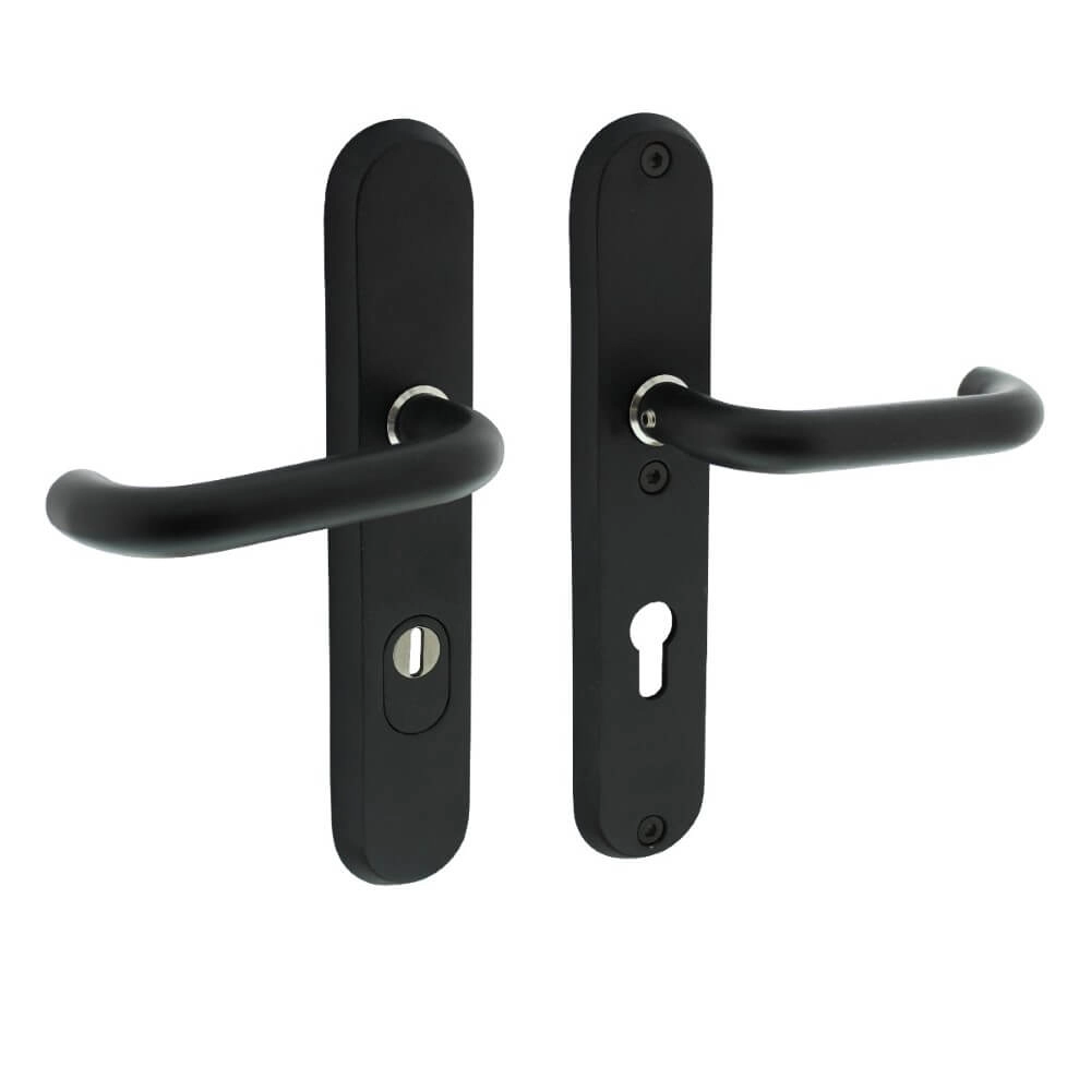 Achterdeurbeslag Aurano PC 72mm kerntrekbeveiliging ovaal zwart
