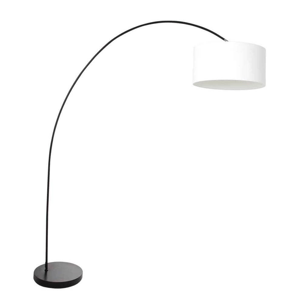 Booglamp Solva zwart met kap wit