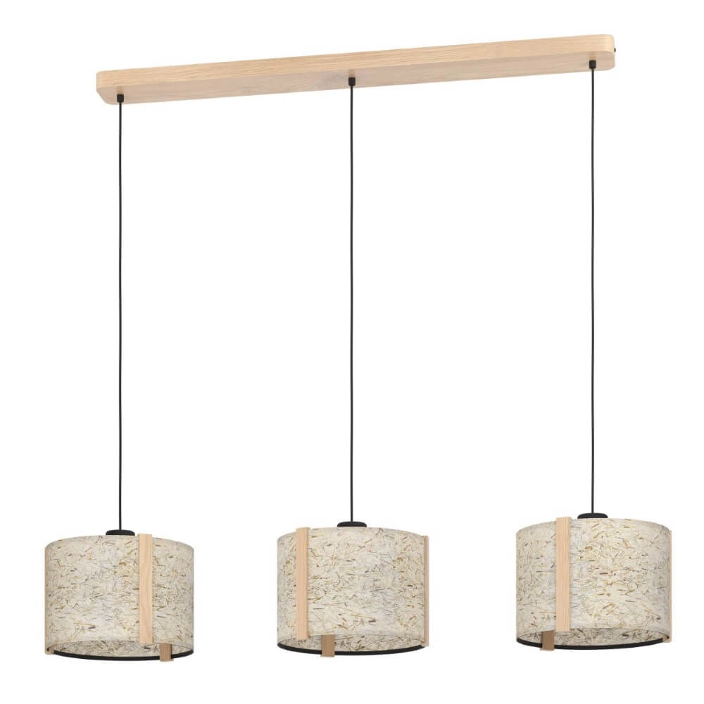 3-lichts hanglamp Hontongas met beige kappen