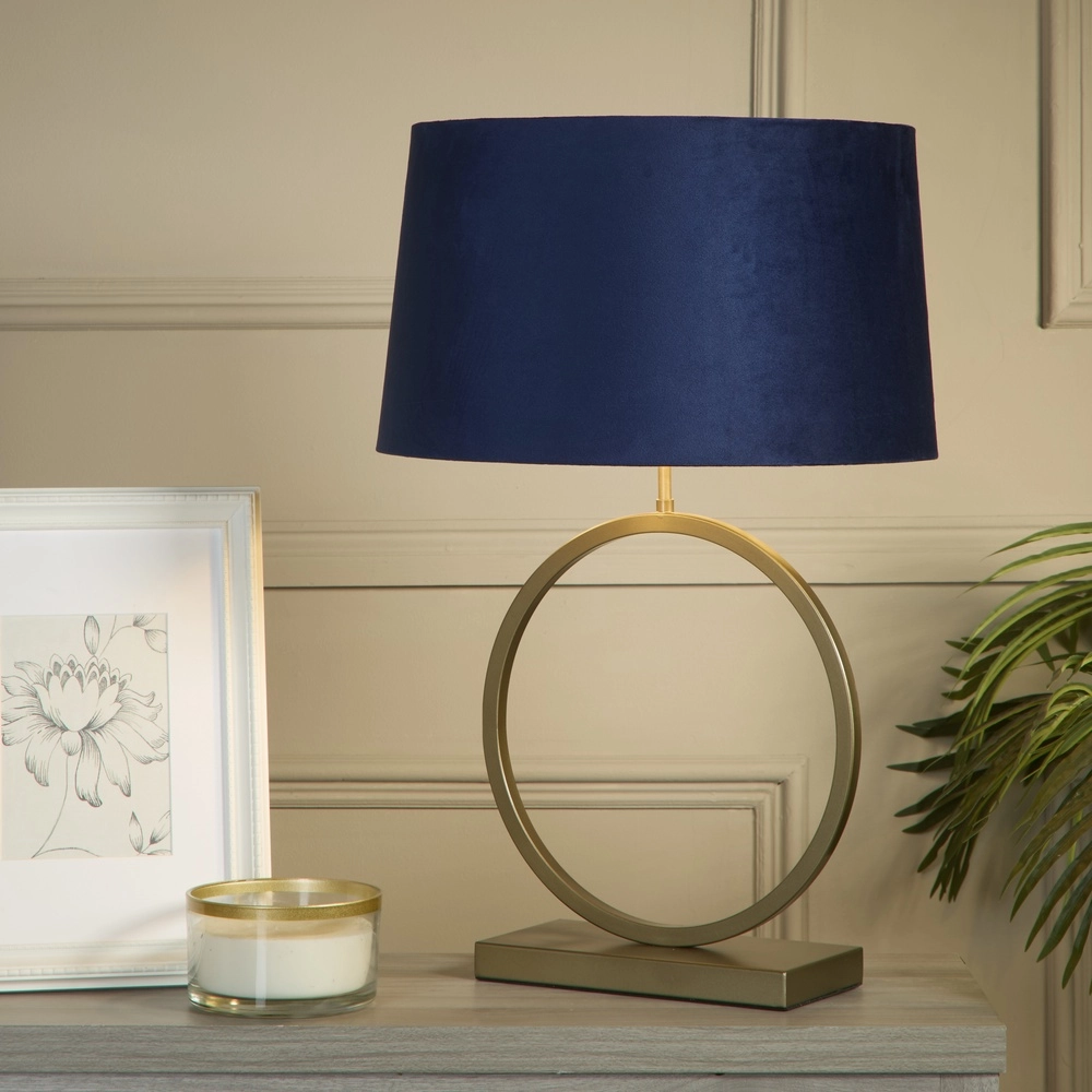 Tafellamp Elegant brons met blauwe kap Searchlight 5053423304960