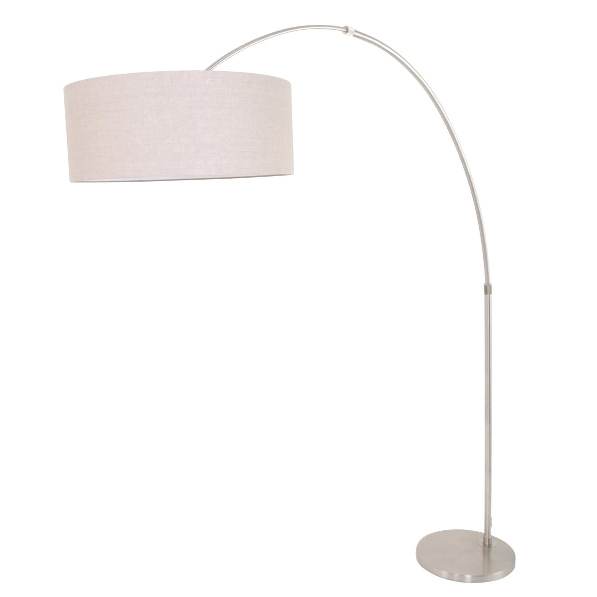 Arc lamp Gramineus 50 RVS met leerbruine kap