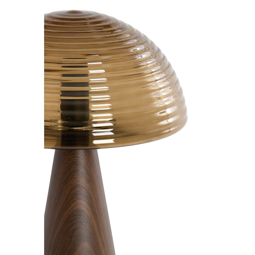 Tafellamp Mueda met bruin glas en donker hout Light & Living 8717807760922