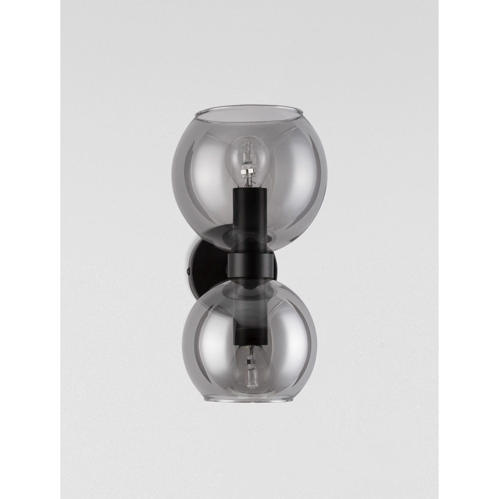 Wandlamp Palmer zwart met smoke glas Lyora 5212017430939