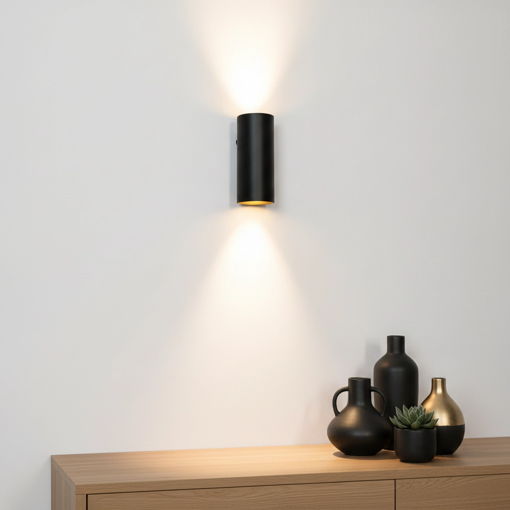 Design opbouwspot Roulo zwart met goud up & down