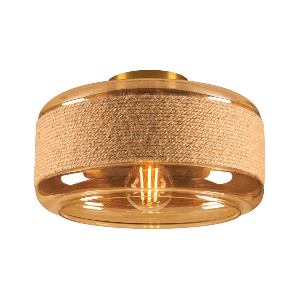 Glazen plafondlamp Pantilo Rope 27 Ø 27cm - zwart met smoke