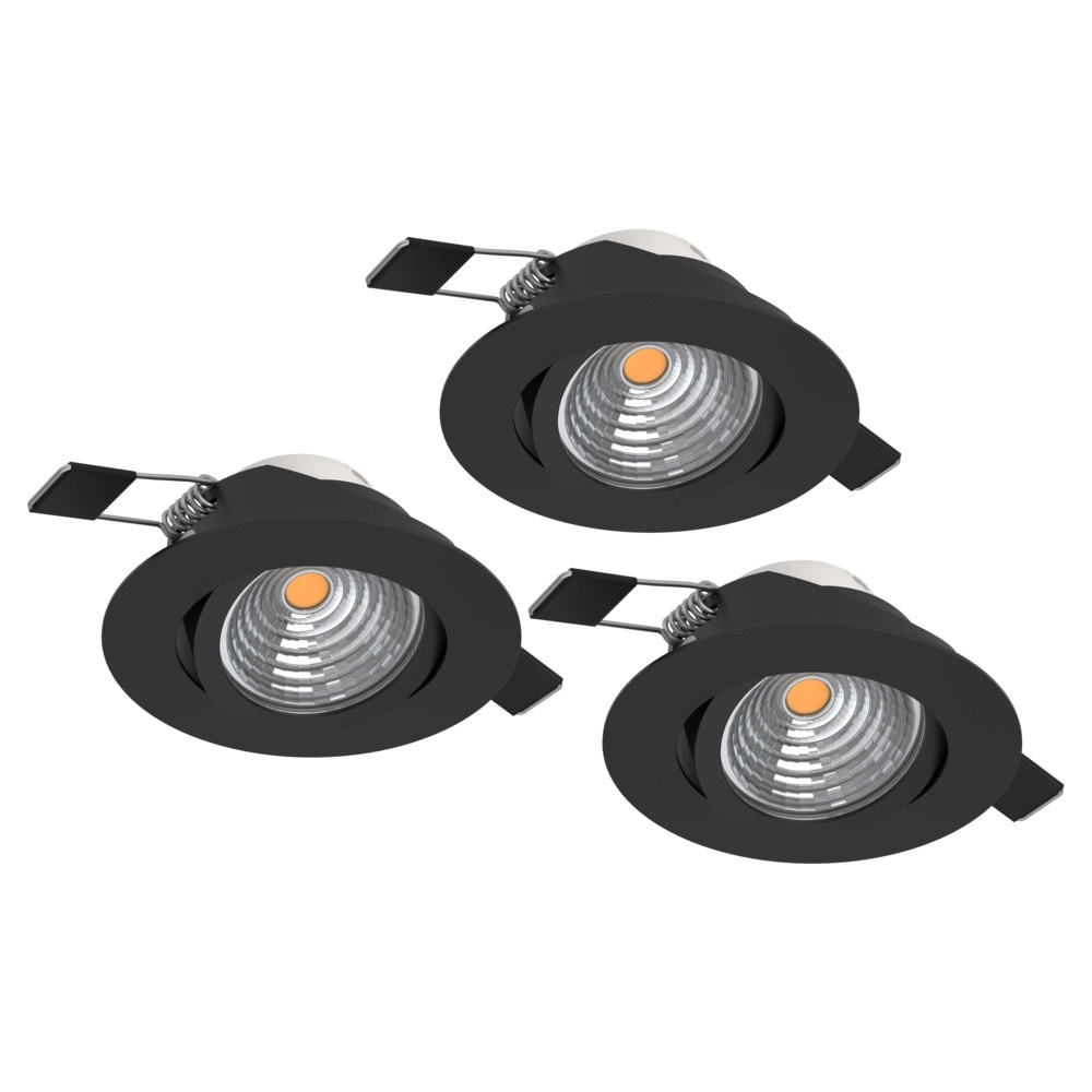 Set van 3 inbouwspots Saliceto zwart Ø 8,8cm - 6,4W