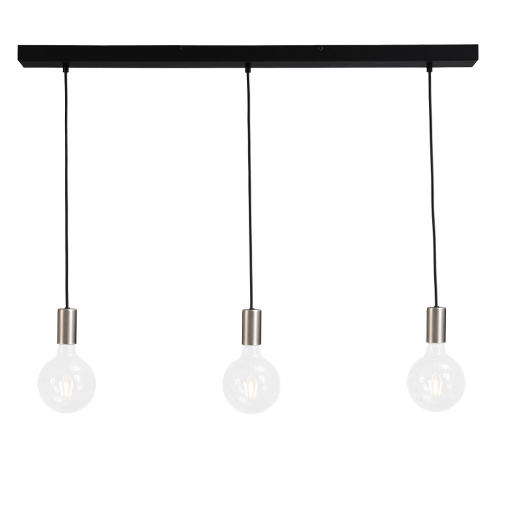 Hanglamp Concepto 3-lichts zwart met metaalgrijs