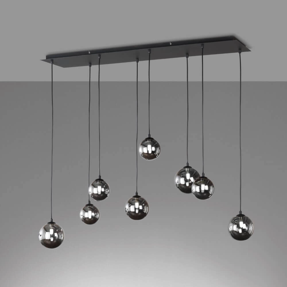 8-lichts hanglamp Bala zwart Fischer & Honsel 4003694609838