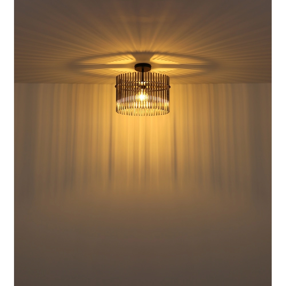Plafondlamp Gorley enkel zwart met glas staafjes Globo 9007371525621