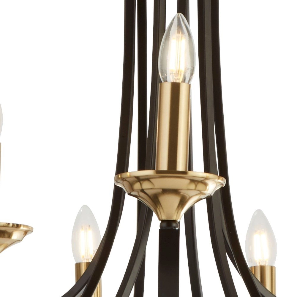 Klassieke kroonluchter Belfry 9-lichts 78cm brons met goud Searchlight 5053423135762