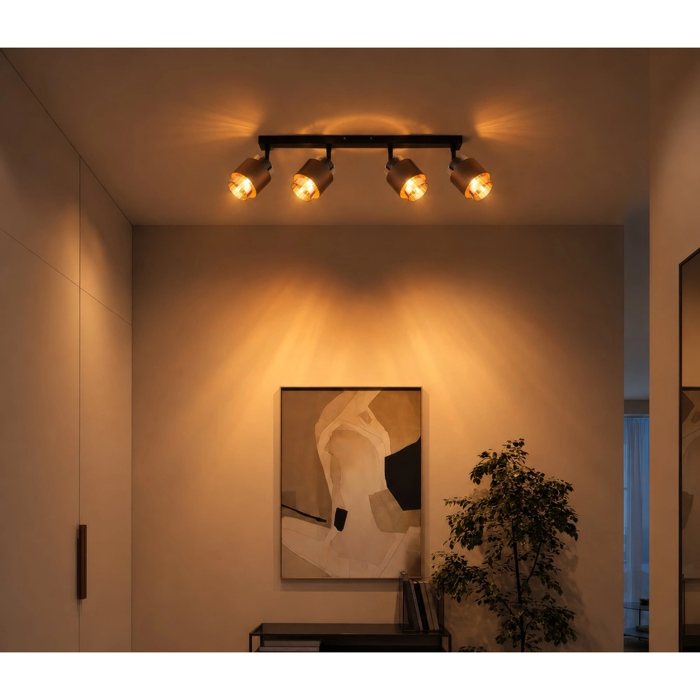 Design plafondlamp Milley 4-lichts zwart Globo 9007371589340