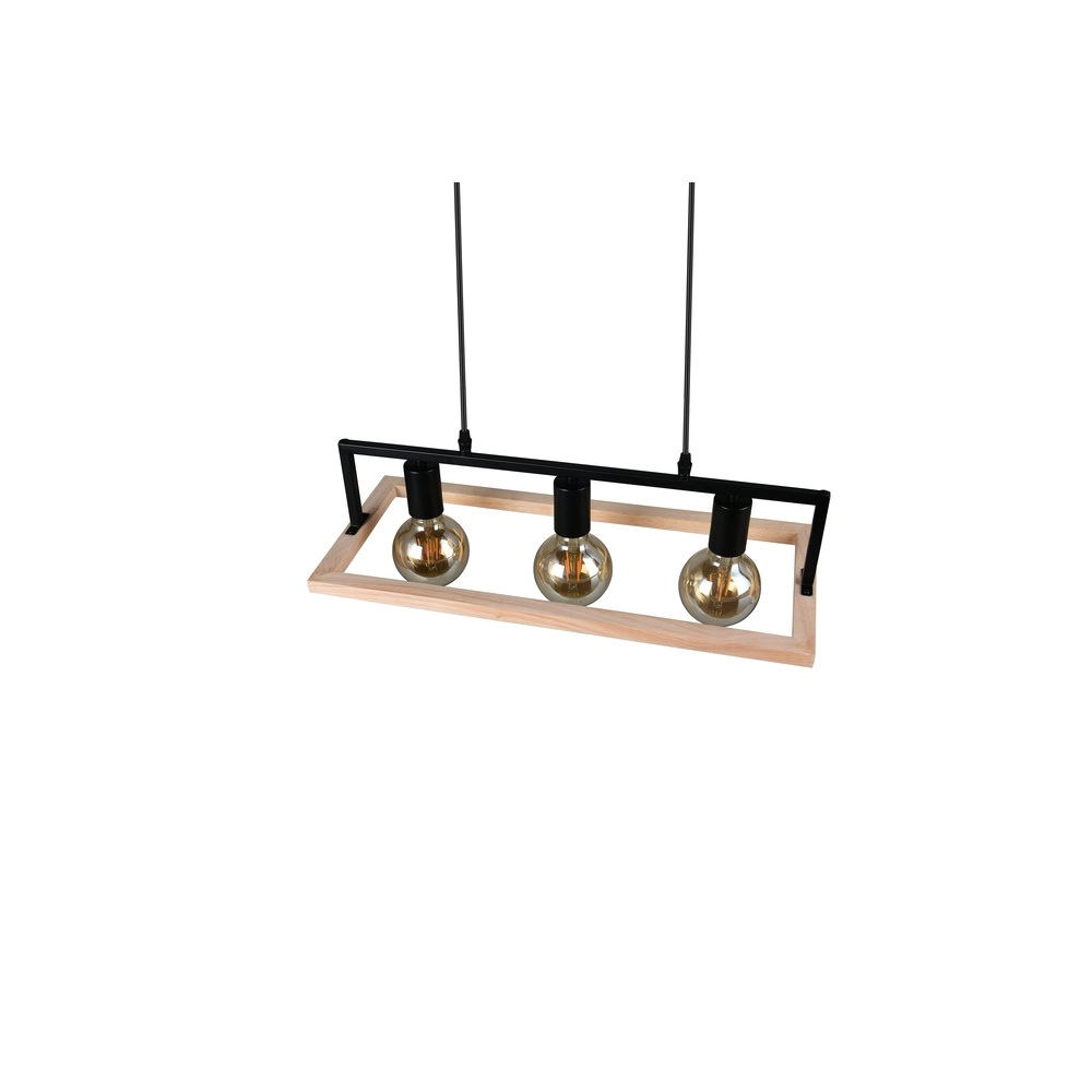 Design hanglamp Bano zwart met hout Trio 4017807673364