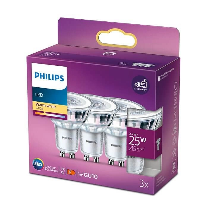 2,7W - GU10 - 2700K - 215 lumen set van 3