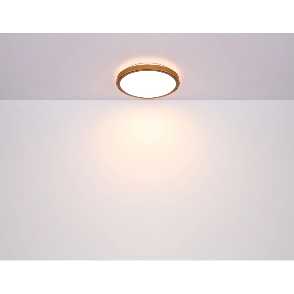 Plafondlamp Bruno Ø 43,7 zwart met hout Globo 9007371436484