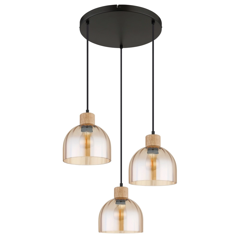 3-lichts hanglamp Swanson zwart Globo 9007371580651
