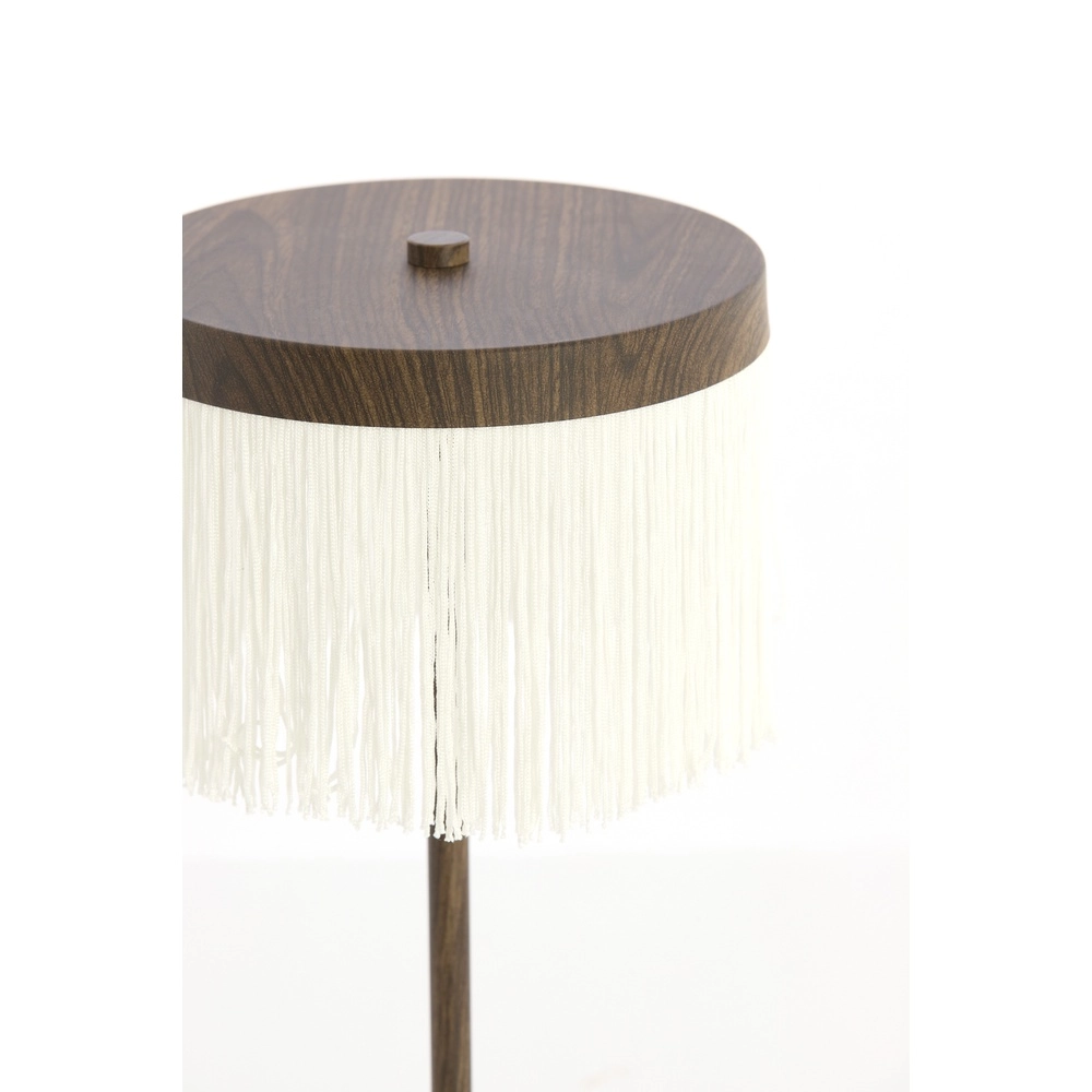 Oplaadbare schemerlamp Diny walnoot look met wit Light & Living 8717807816377